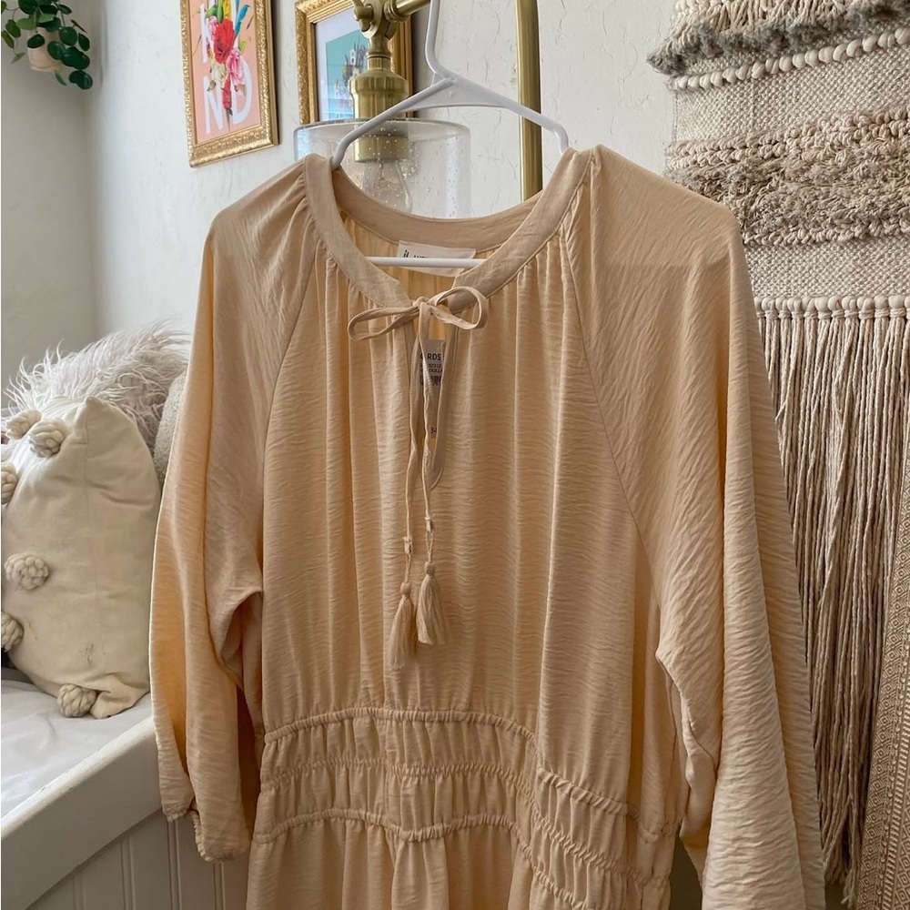 Lucky Brand Cream Long Sleeve Dress for Effortless Style